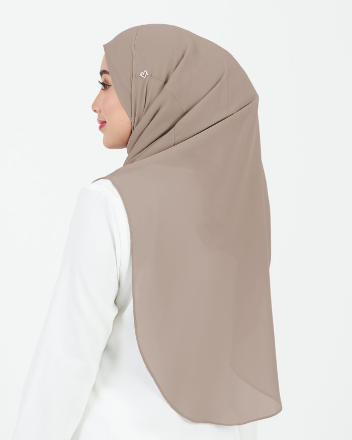 [AS-IS] Tudung Sarung Instant Chiffon Lustia (L) - Tortilla Brown - Image 4