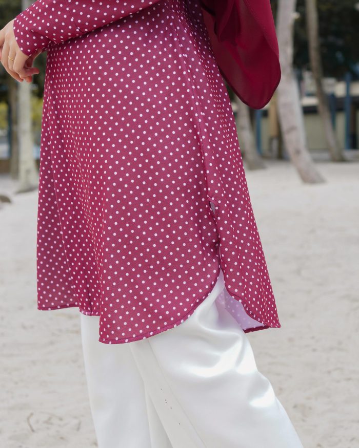 Blouse Lauren - Polka Maroon - Image 5