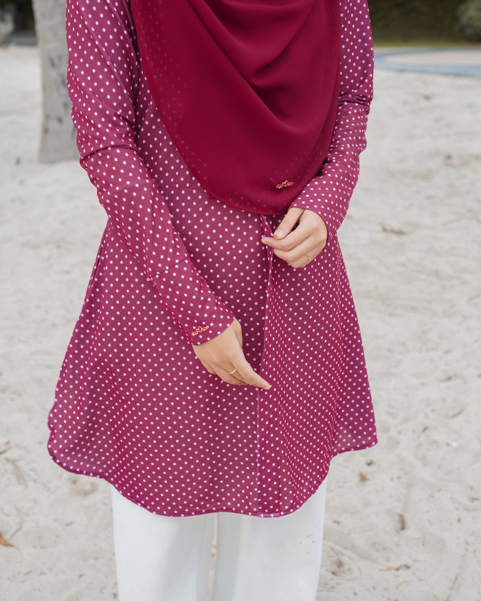 Blouse Lauren - Polka Maroon - Image 7