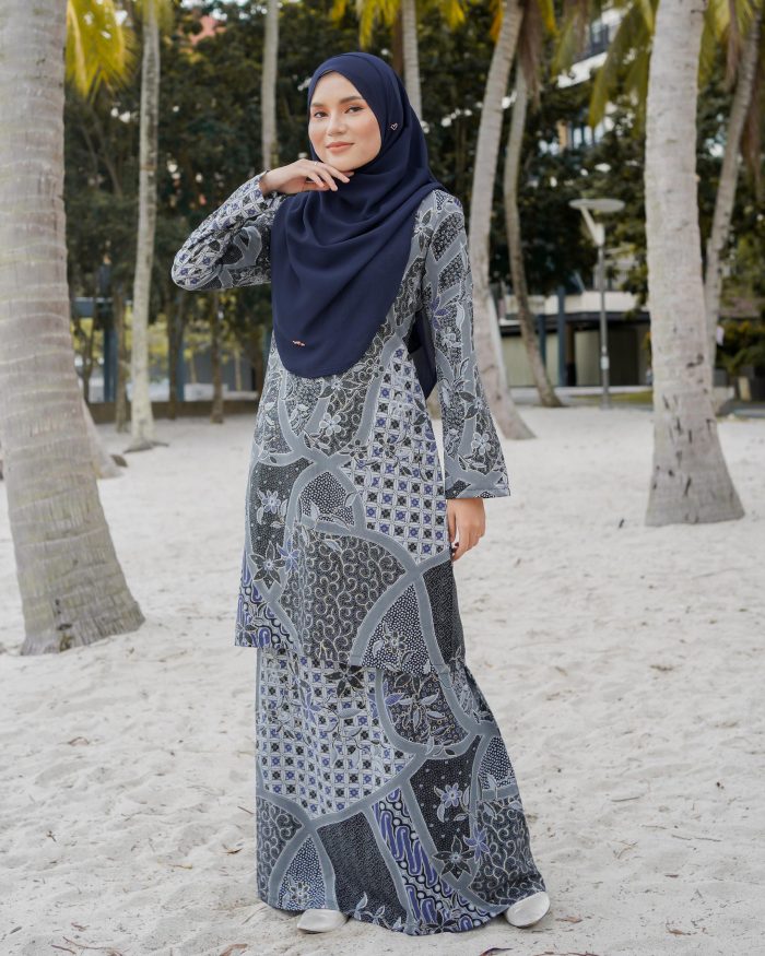 Baju Kurung Batik Safura - Blue Kekwa