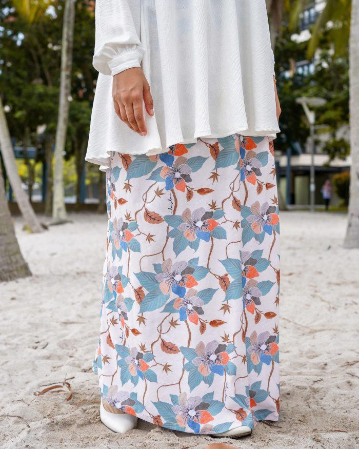 Skirt Printed Liora - Wheat Hibiscus