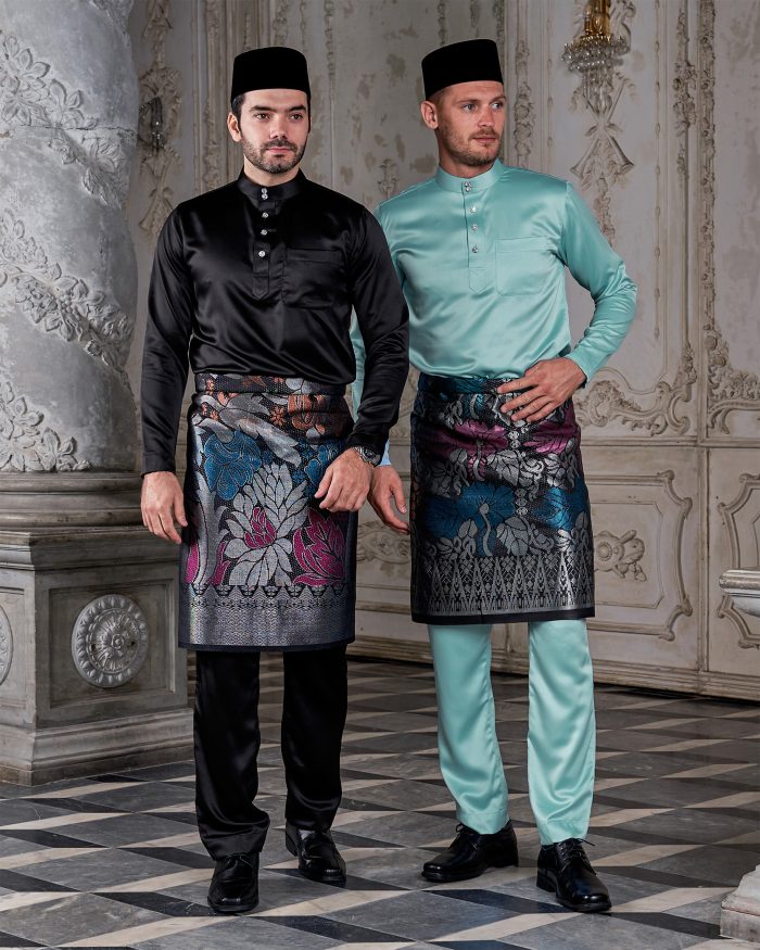 Baju Melayu Tailored Fit - Aqua Blue - Image 4