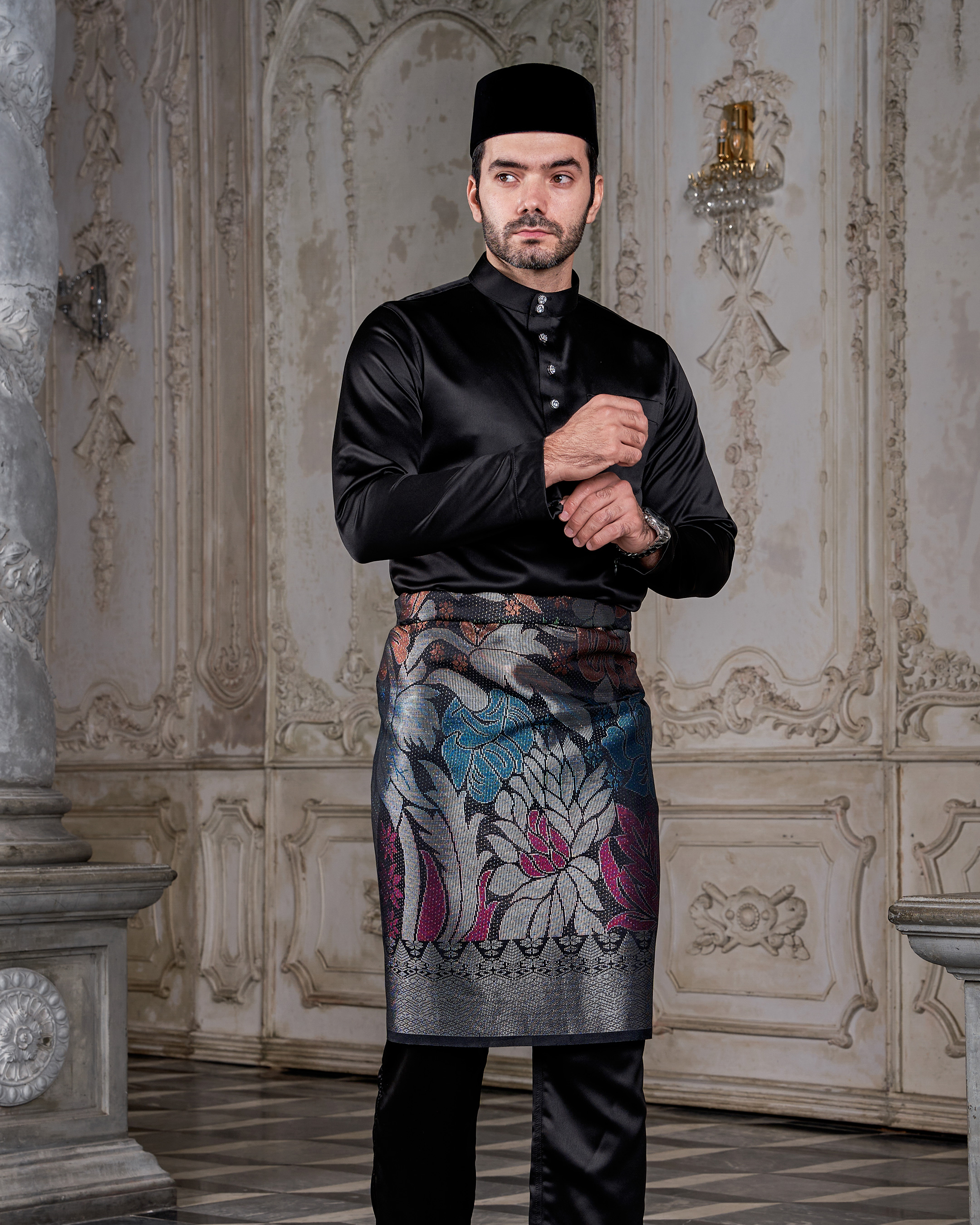Baju Melayu Tailored Fit – Matte Black - Kualiti Designer, Harga Luarbiasa