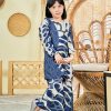 Baju Kurung Moden Batik Sultanah Kids 9.0 - Pawana Denim Blue - Image 2