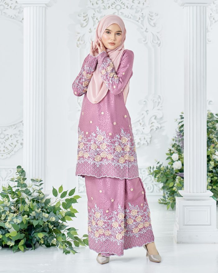 Baju Kurung Sulam Mahsuri - Rose Antique Mauve