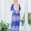 Baju Kurung Sulam Mahsuri - Rose Royal Blue - Image 3