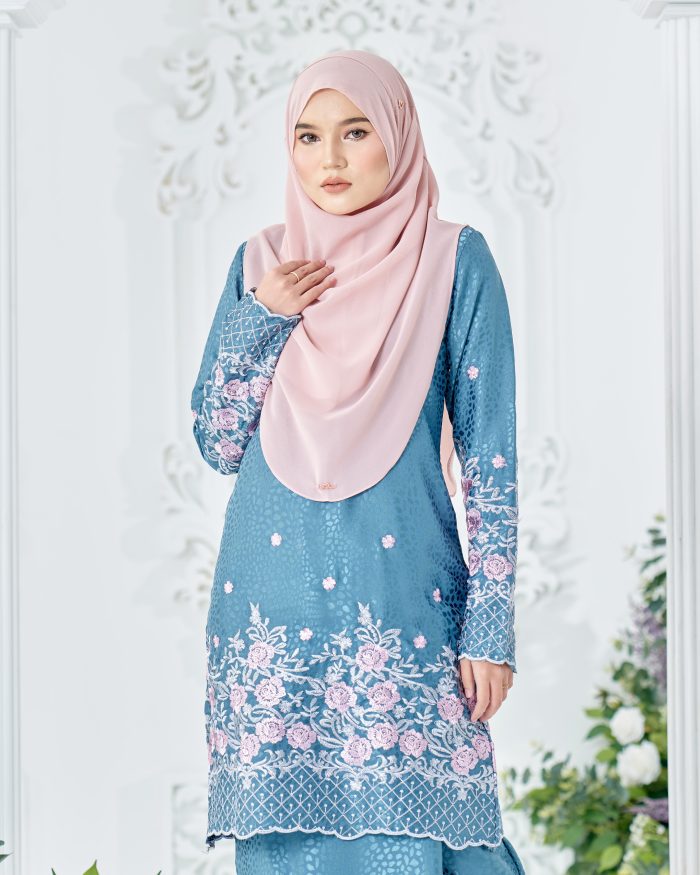 Baju Kurung Sulam Mahsuri - Rose Turquoise - Image 5