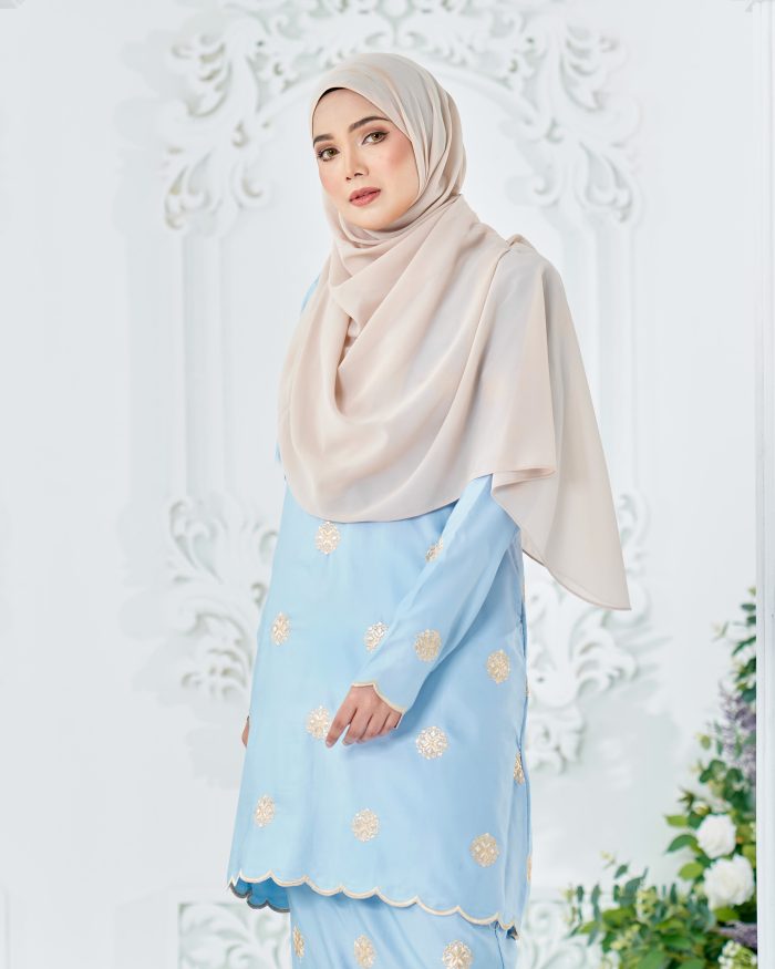 Baju Kurung Sulam Songket Tun Fatimah - Embun Light Blue - Image 5