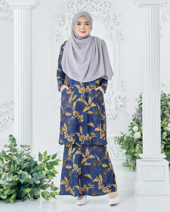 Baju Kurung Pahang Laura Printed 8.0 - Botanic Begonia