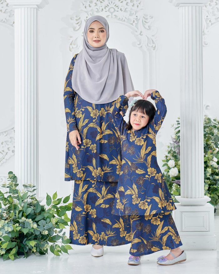 Baju Kurung Pahang Laura Printed Kids 8.0 - Botanic Begonia - Image 4