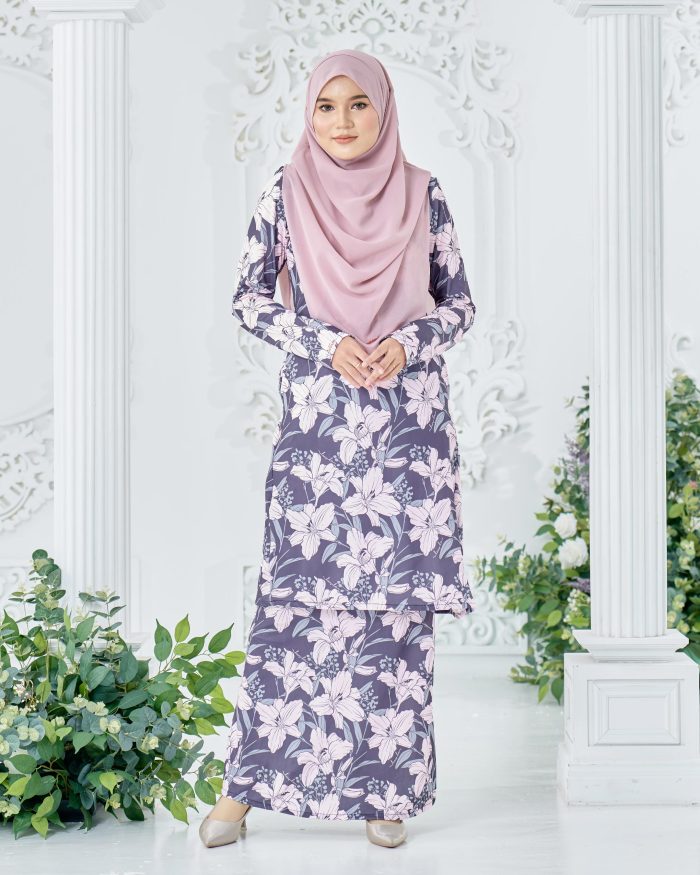 Baju Kurung Pahang Laura Printed 8.0 - Michelia - Image 3