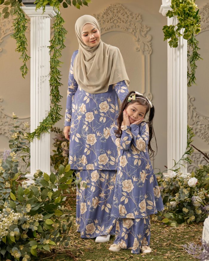 Baju Kurung Pahang Laura Printed 8.0 - Royal Rose - Image 4