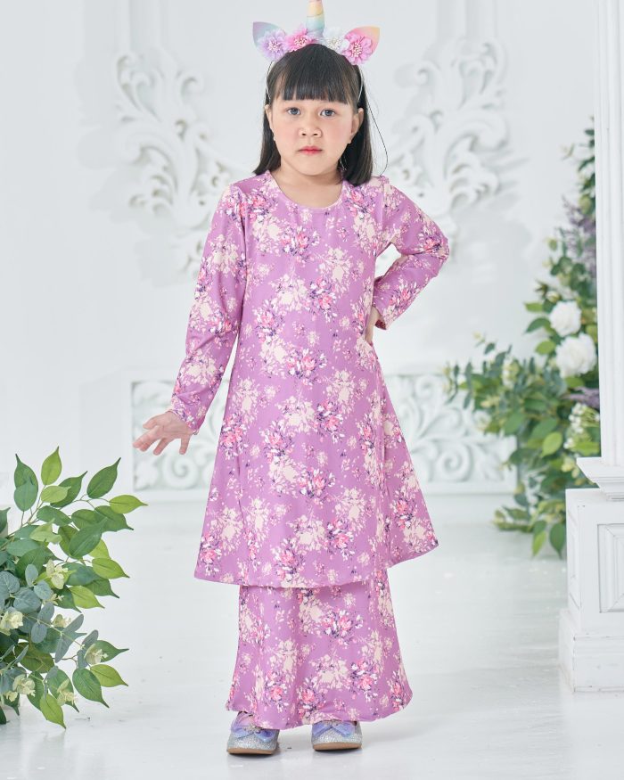 Baju Kurung Pahang Laura Printed Kids 8.0 - Splash Blossom