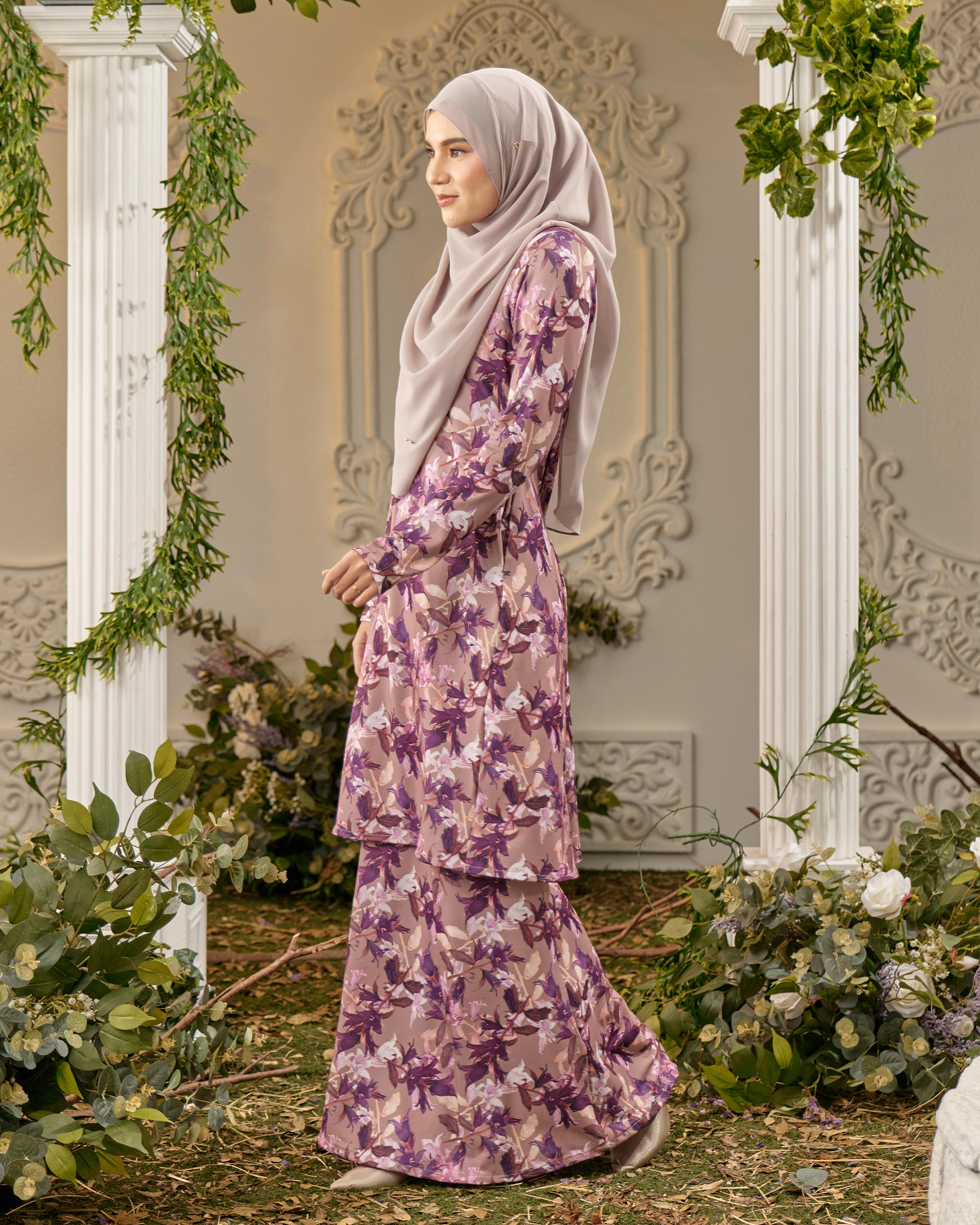 Baju Kurung Pahang Laura Printed 8.0 - Tuberose - Image 2