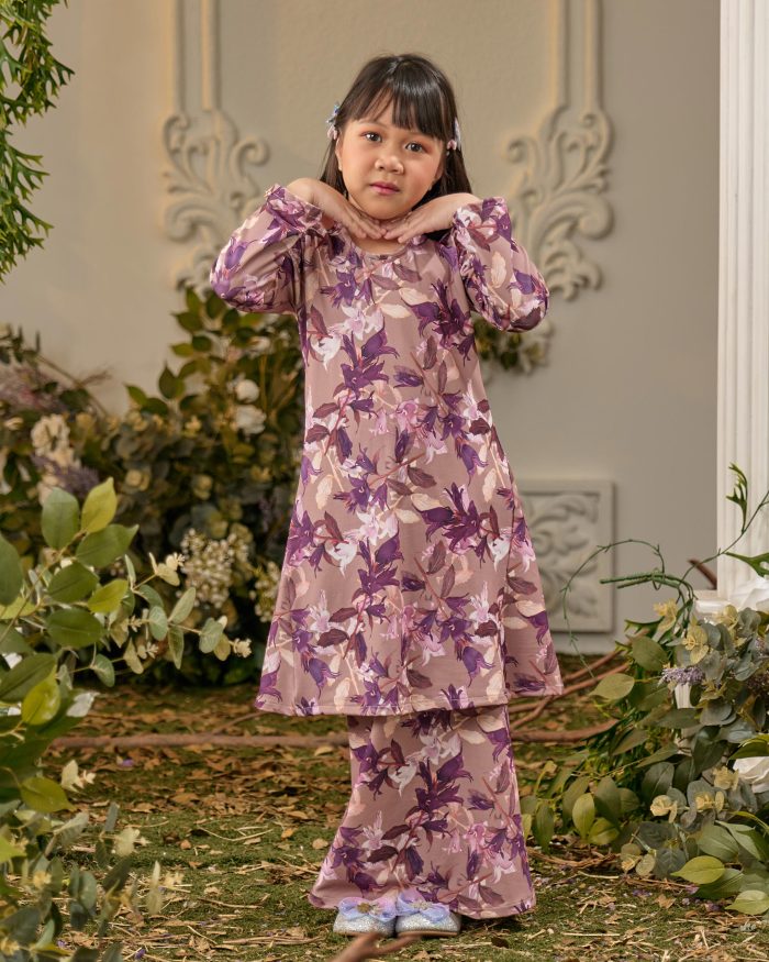 Baju Kurung Pahang Laura Printed Kids 8.0 - Tuberose