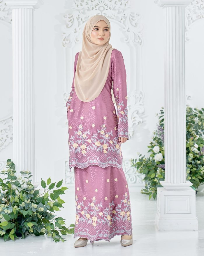 Baju Kurung Sulam Mahsuri - Kekwa Antique Mauve