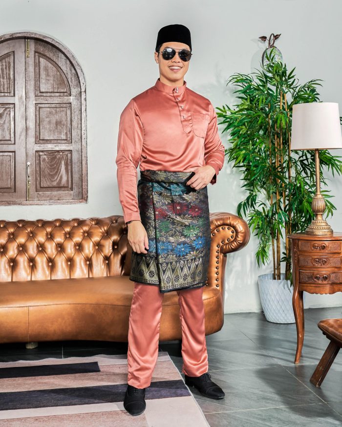 Baju Melayu Tailored Fit – Coral - Image 2