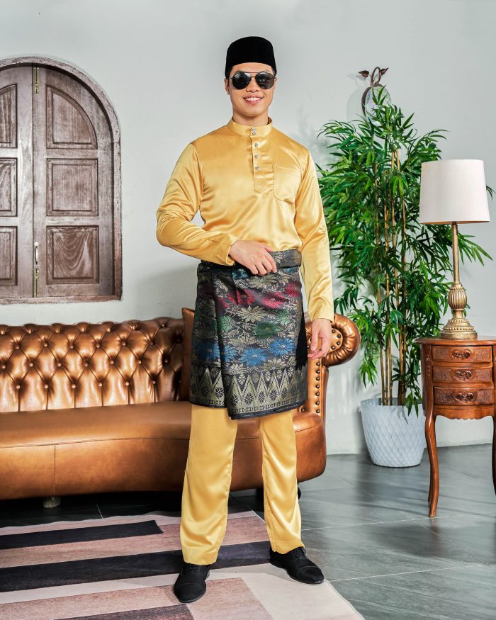 Baju Melayu Tailored Fit – Honey Mustard