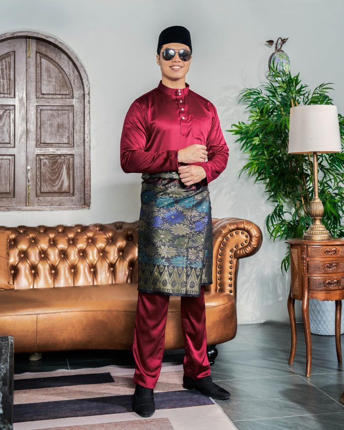 Baju Melayu Tailored Fit – Maroon