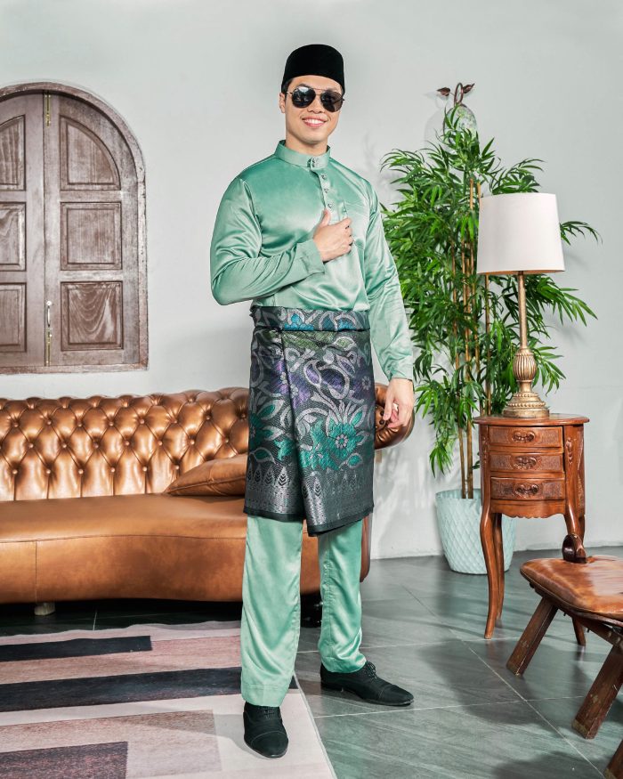 Baju Melayu Tailored Fit – Milky Green - Image 2