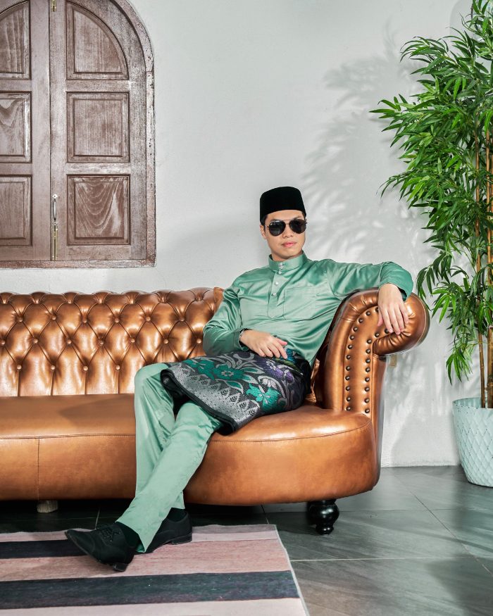 Baju Melayu Tailored Fit – Milky Green - Image 3