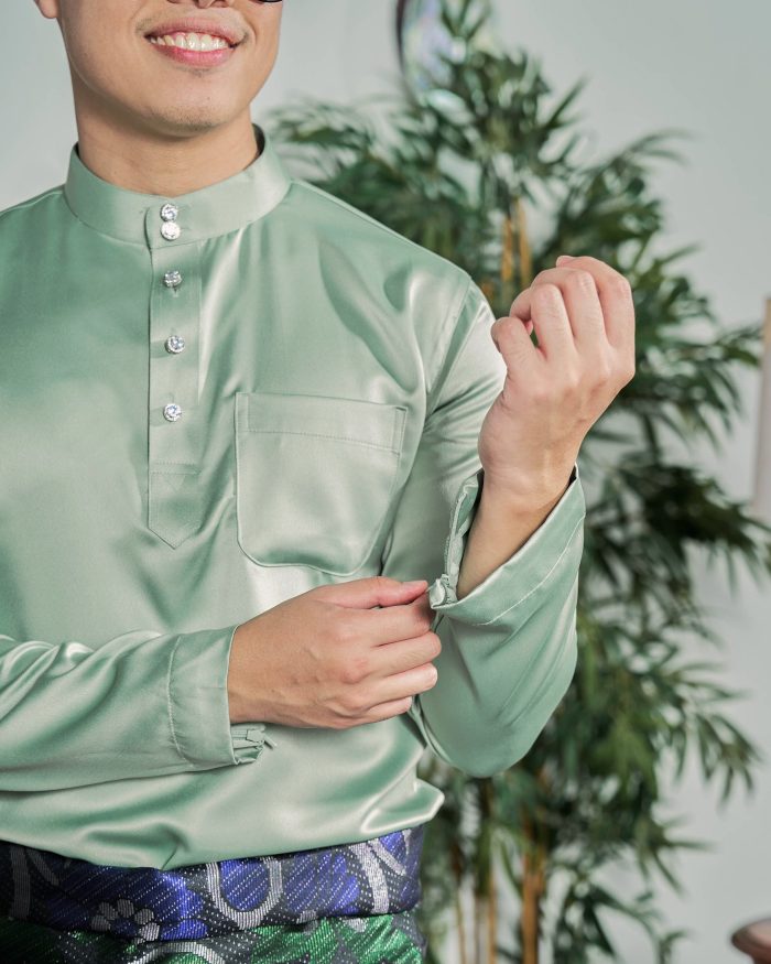 Baju Melayu Tailored Fit – Mint Green - Image 4