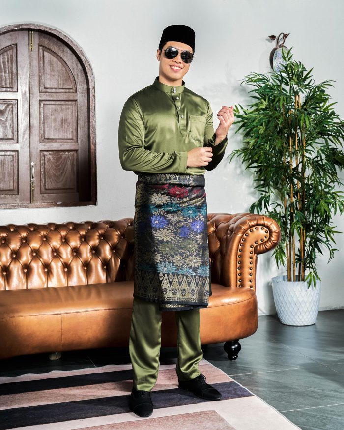 Baju Melayu Tailored Fit – Olive Green