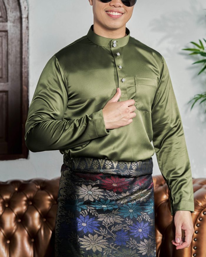 Baju Melayu Tailored Fit – Olive Green - Image 4