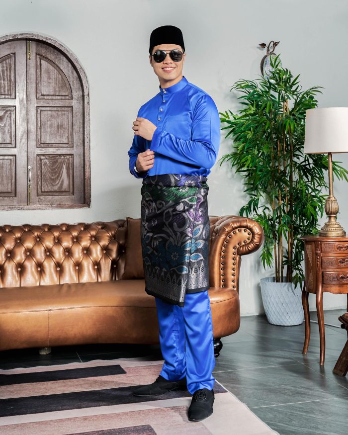 Baju Melayu Tailored Fit - Royal Blue - Image 2