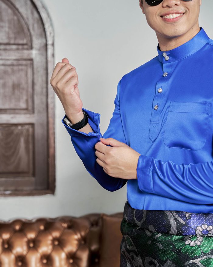 Baju Melayu Tailored Fit - Royal Blue - Image 4