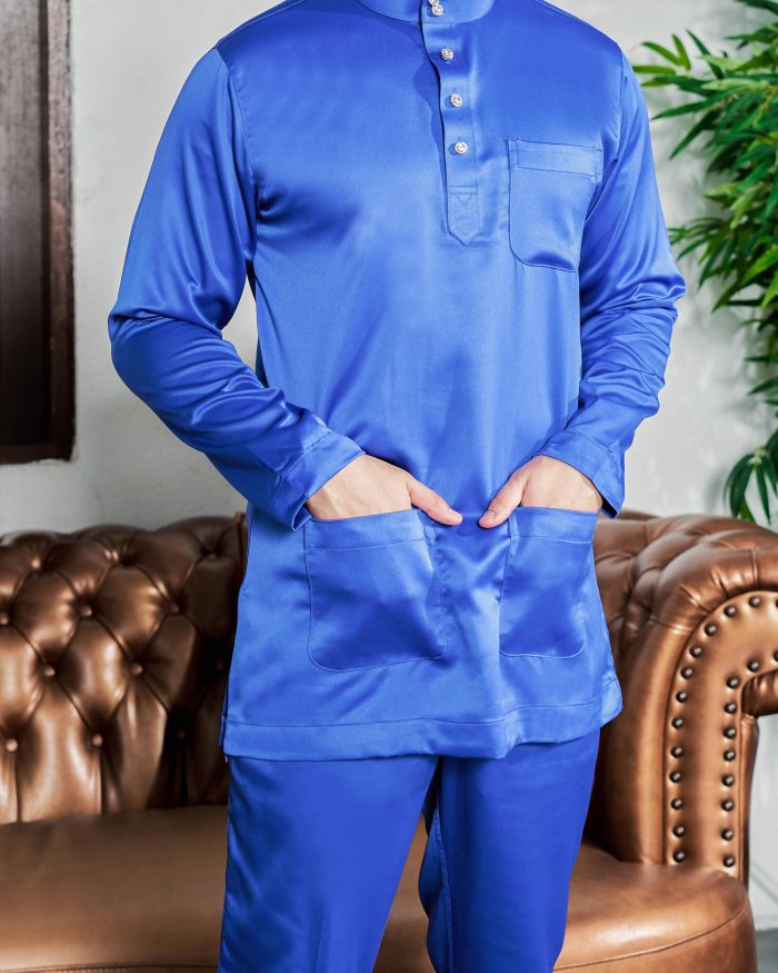 Baju Melayu Tailored Fit - Royal Blue - Image 5