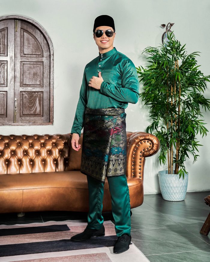 Baju Melayu Tailored Fit – Teal Green - Image 2