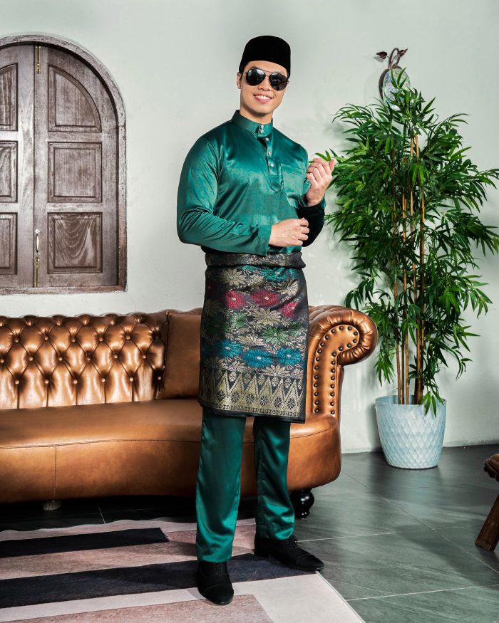 Baju Melayu Tailored Fit – Teal Green