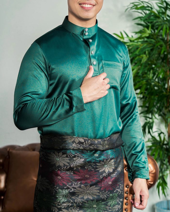 Baju Melayu Tailored Fit – Teal Green - Image 4