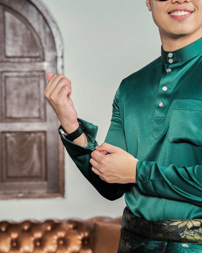 Baju Melayu Tailored Fit – Teal Green - Image 5