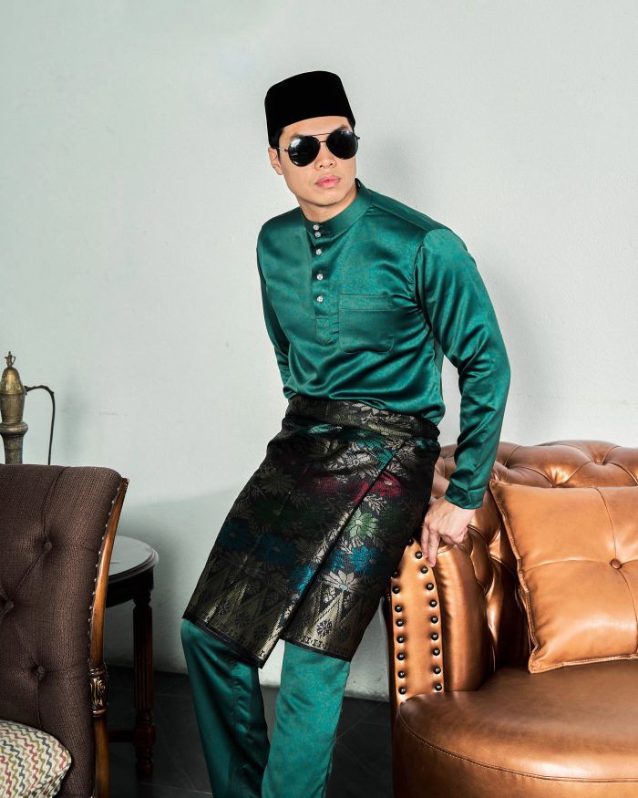 Baju Melayu Tailored Fit – Teal Green - Image 3