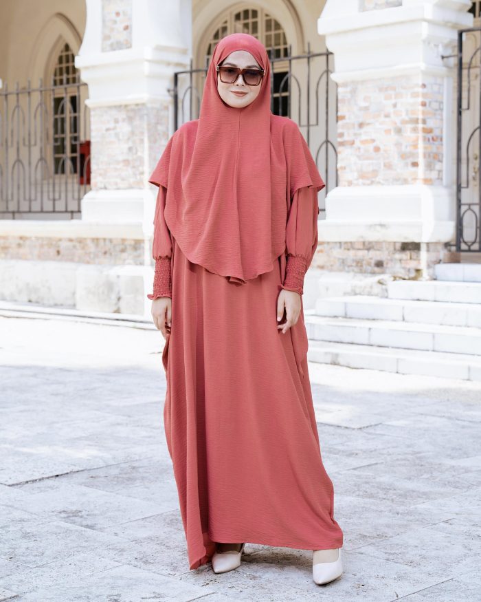 Abaya Kaftan Reyfa - Coral Rose - Image 3