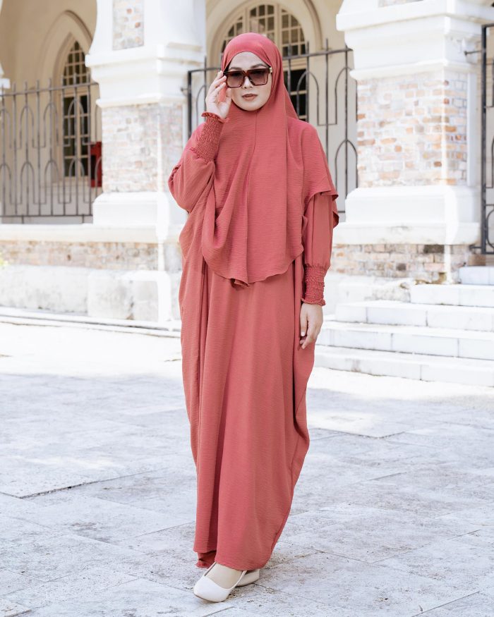 Abaya Kaftan Reyfa - Coral Rose - Image 2