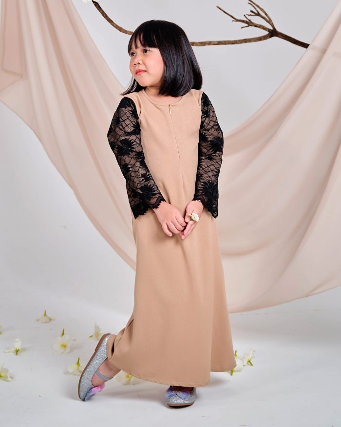 Abaya Lace Suhana Kids - Latte Nude - Image 3