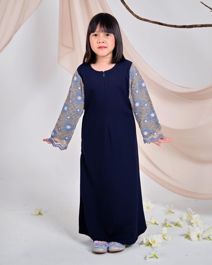 Abaya Lace Suhana Kids - Navy Blue - Image 2