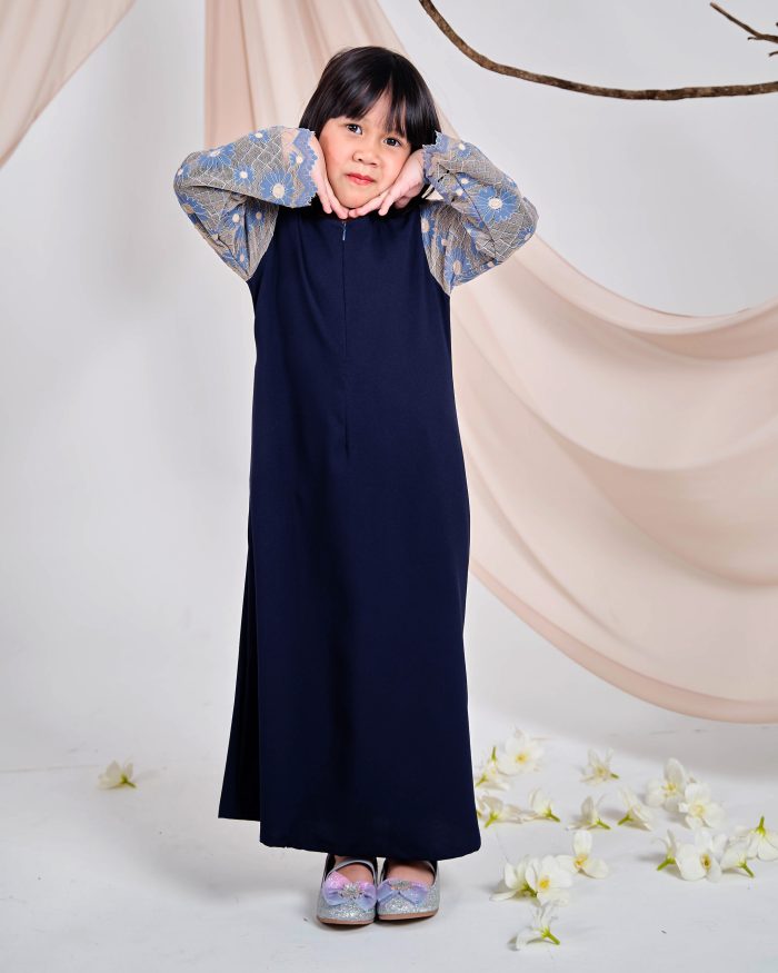 Abaya Lace Suhana Kids - Navy Blue