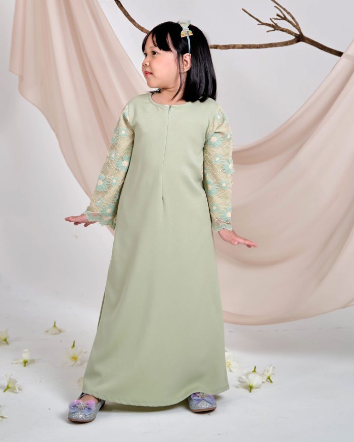 Abaya Lace Suhana Kids - Pistachio Green - Image 2