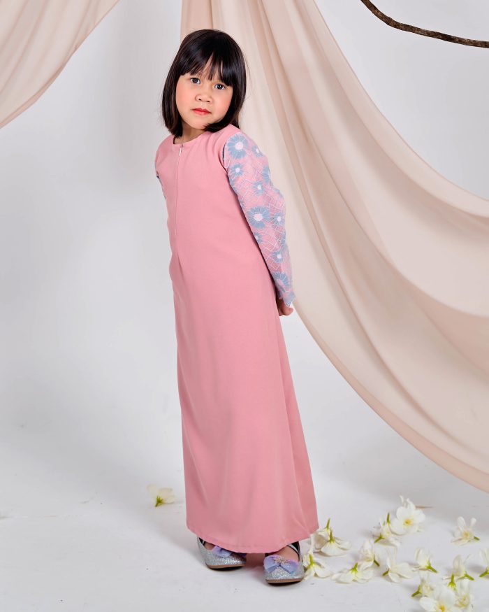 Abaya Lace Suhana Kids - Taffy Pink