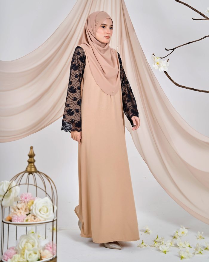 Abaya Lace Suhana - Latte Nude - Image 2