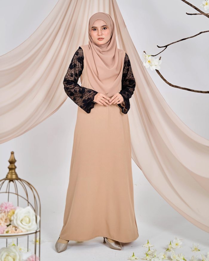 Abaya Lace Suhana - Latte Nude - Image 3