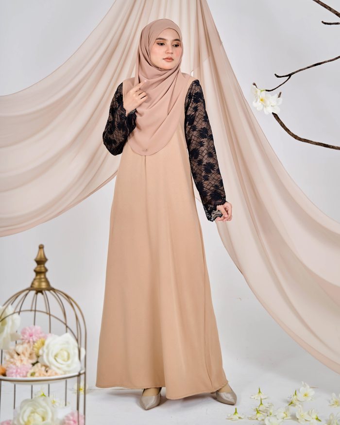 Abaya Lace Suhana - Latte Nude