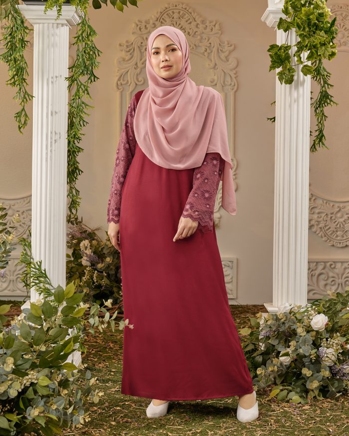 Abaya Lace Suhana - Maroon