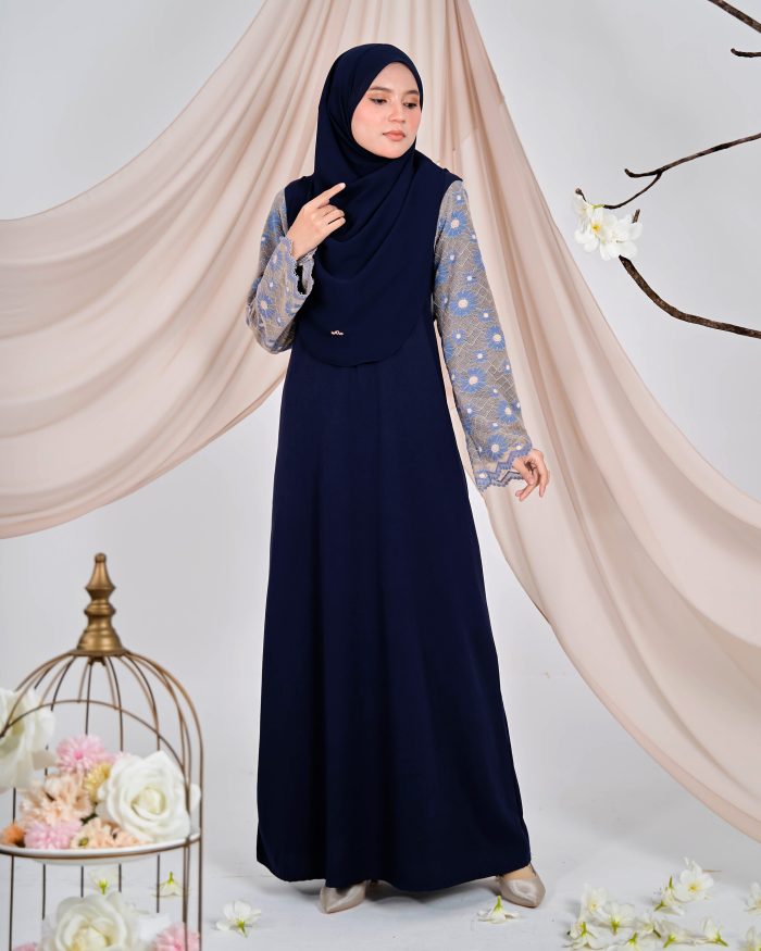 Abaya Lace Suhana - Navy Blue