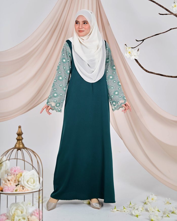 Abaya Lace Suhana - Pine Green - Image 2