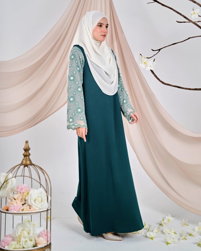 Abaya Lace Suhana - Pine Green - Image 3